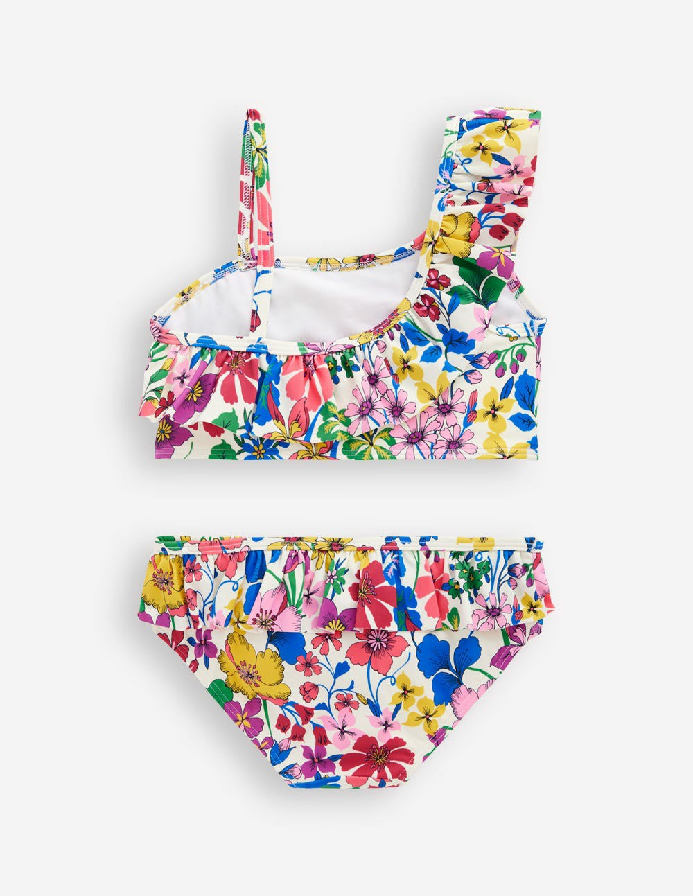 One Shoulder Frill Bikini Set-Multi Rainbow Floral / Boden