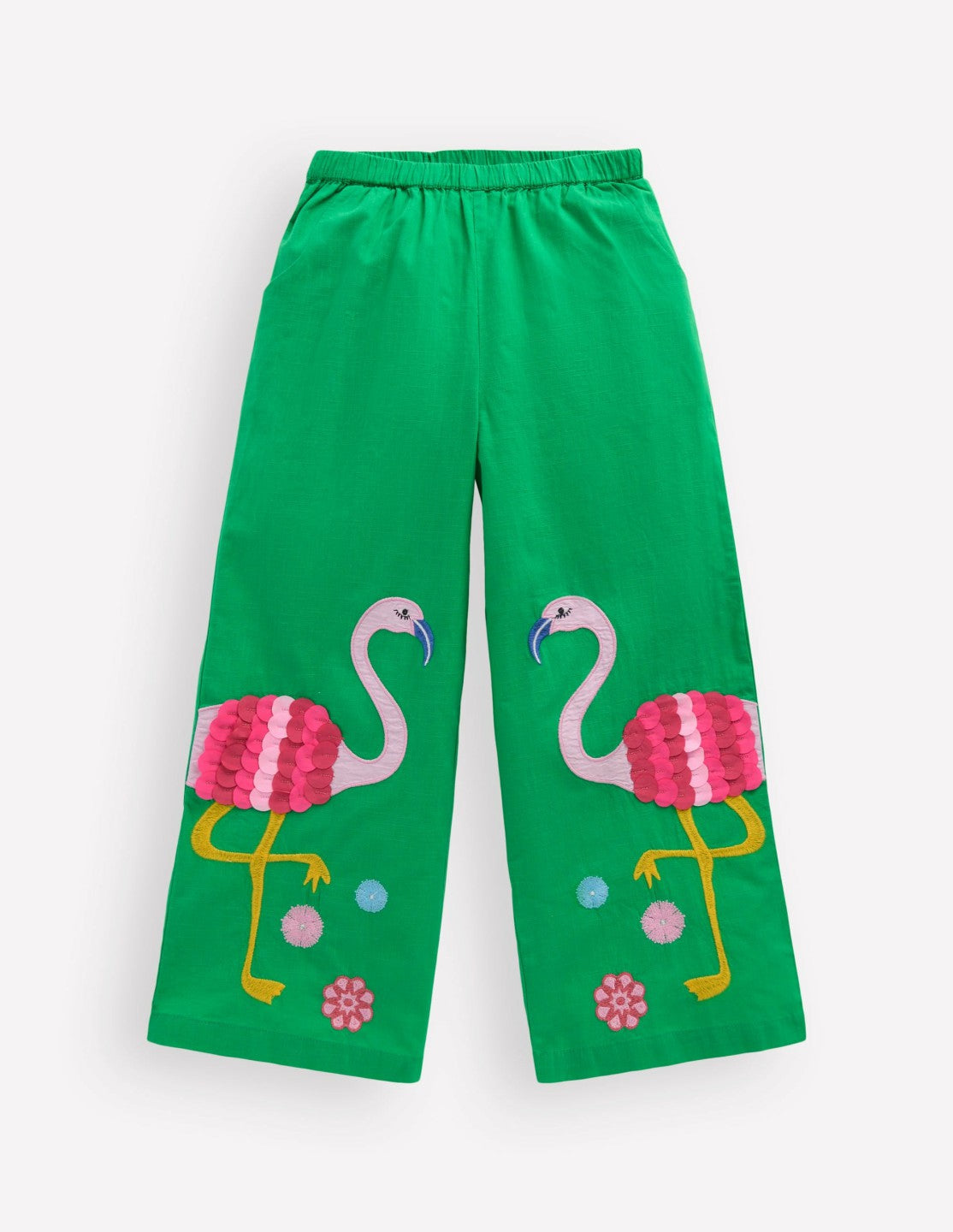 Applique Pull-on Pants-Green Flamingos / Boden On sale