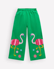 Applique Pull-on Pants-Green Flamingos / Boden On sale