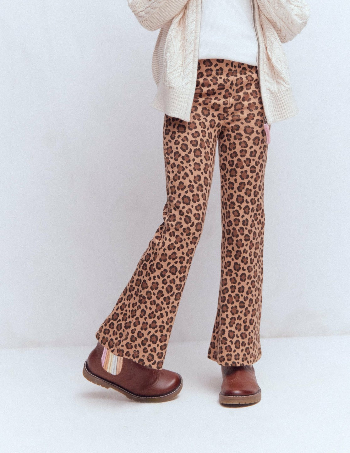 Ribbed Flared Leggings-Leopard / Boden us