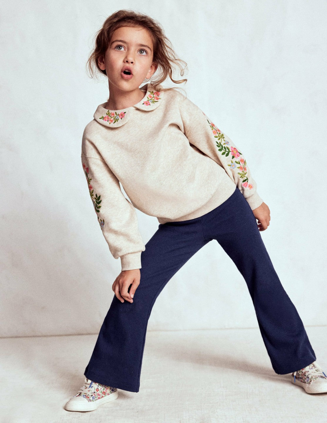 Ribbed Flared Leggings-College Navy / Boden