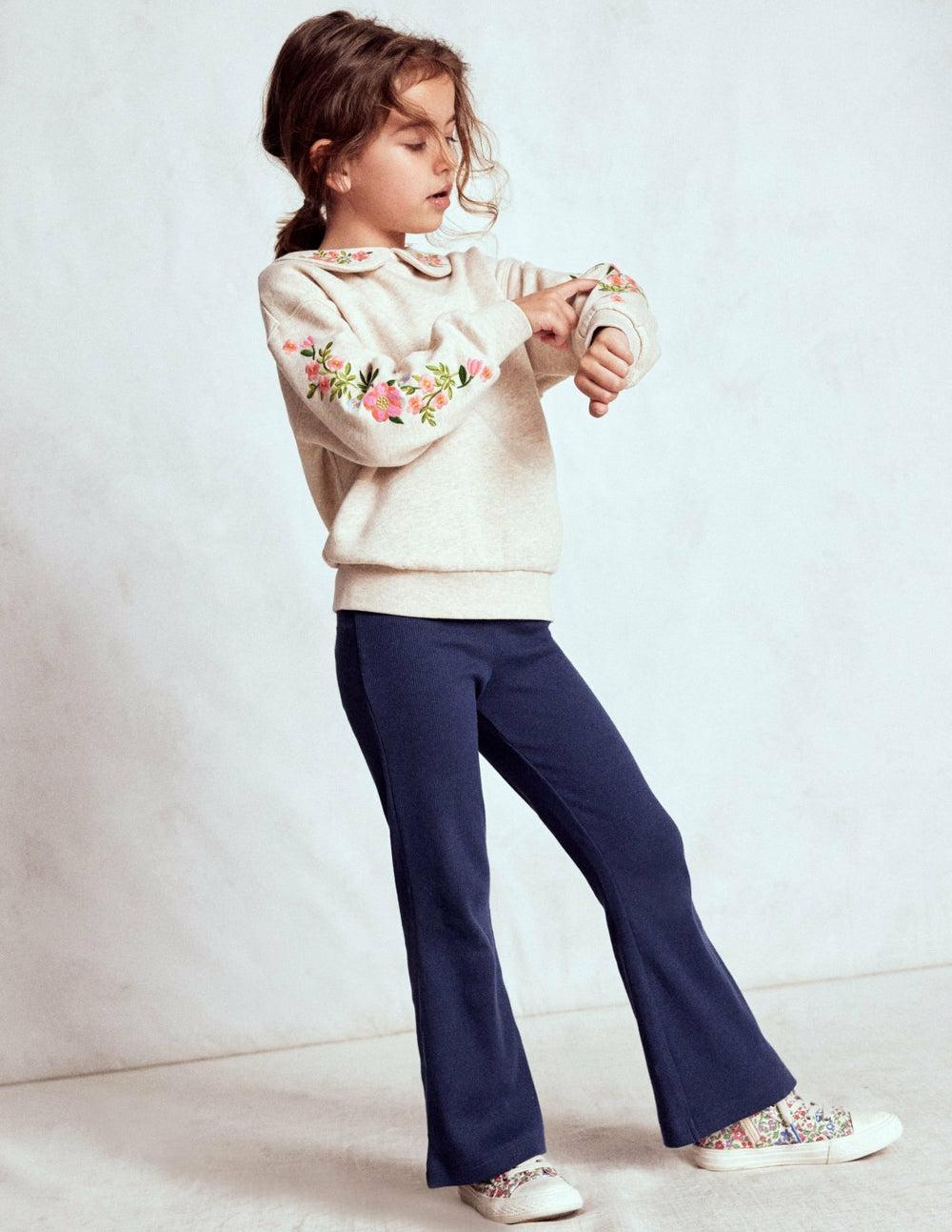Ribbed Flared Leggings-College Navy / Boden