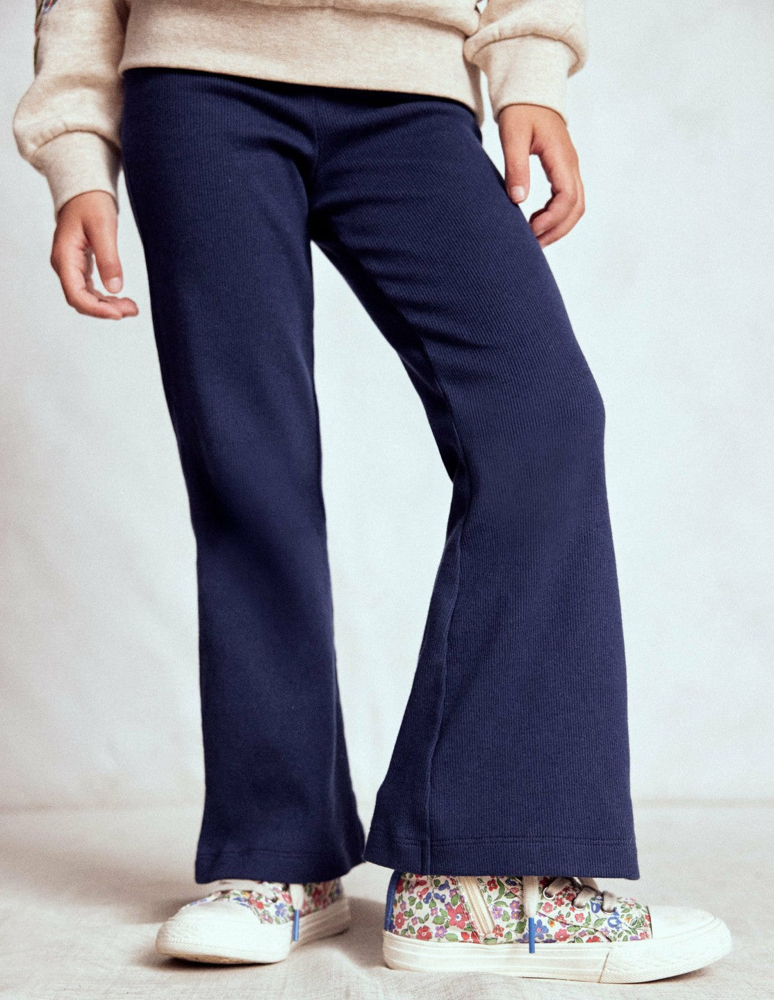 Ribbed Flared Leggings-College Navy / Boden