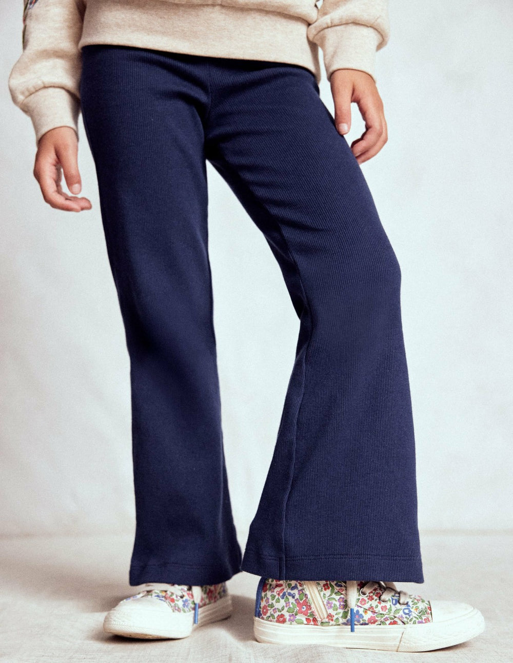 Ribbed Flared Leggings-College Navy / Boden