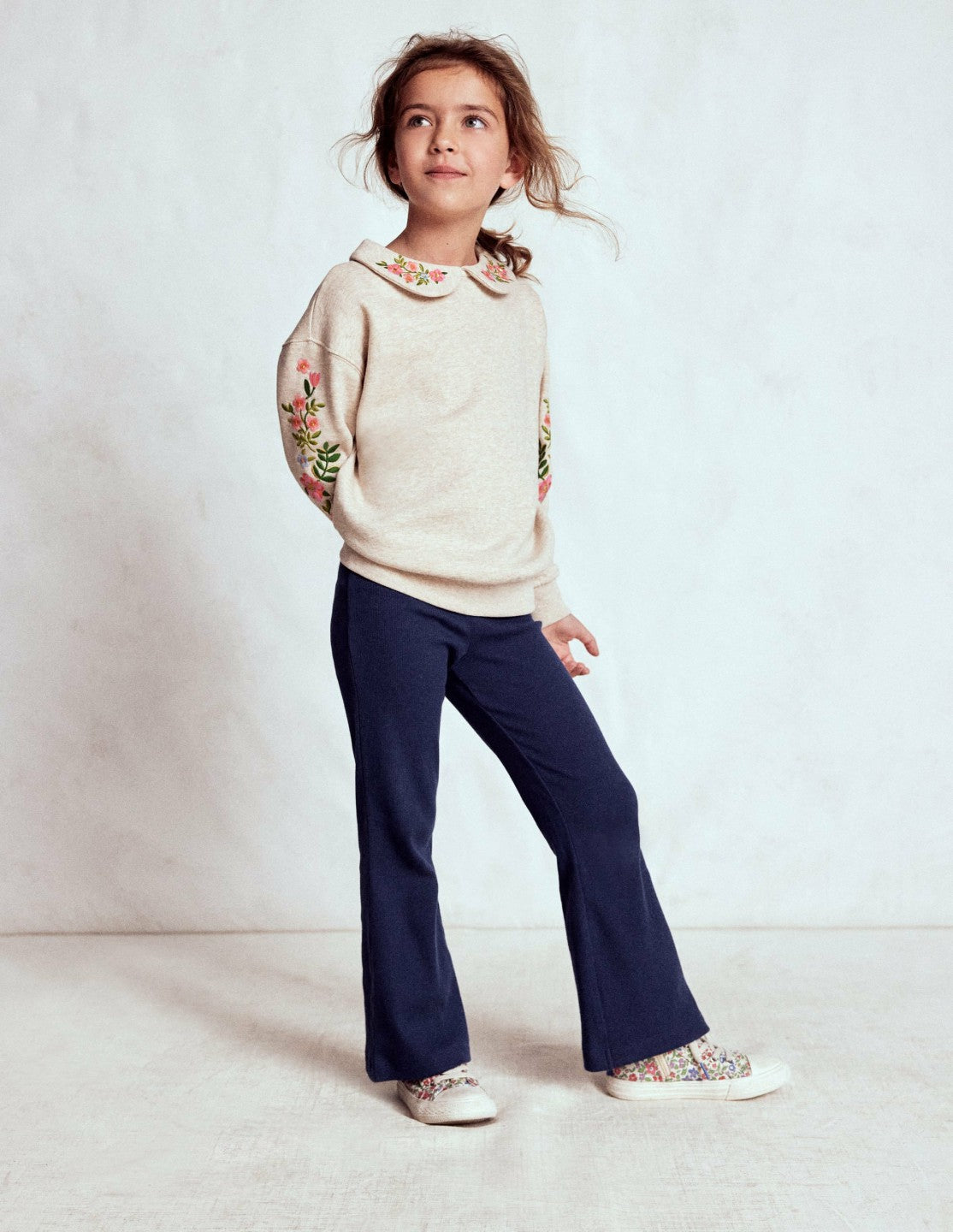 Ribbed Flared Leggings-College Navy / Boden