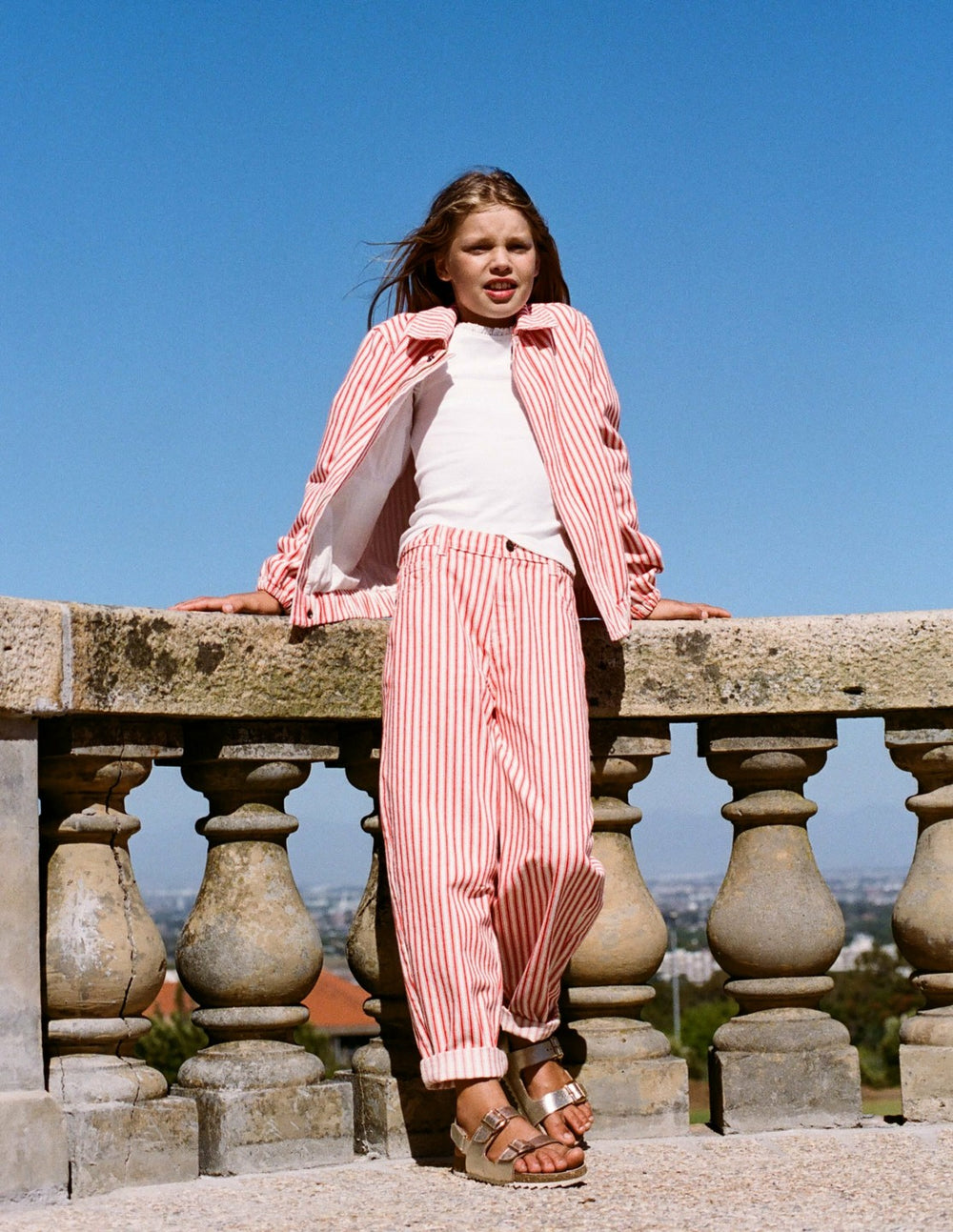 Barrel Leg Jeans-Poppy Red Tram Stripe / Boden On sale