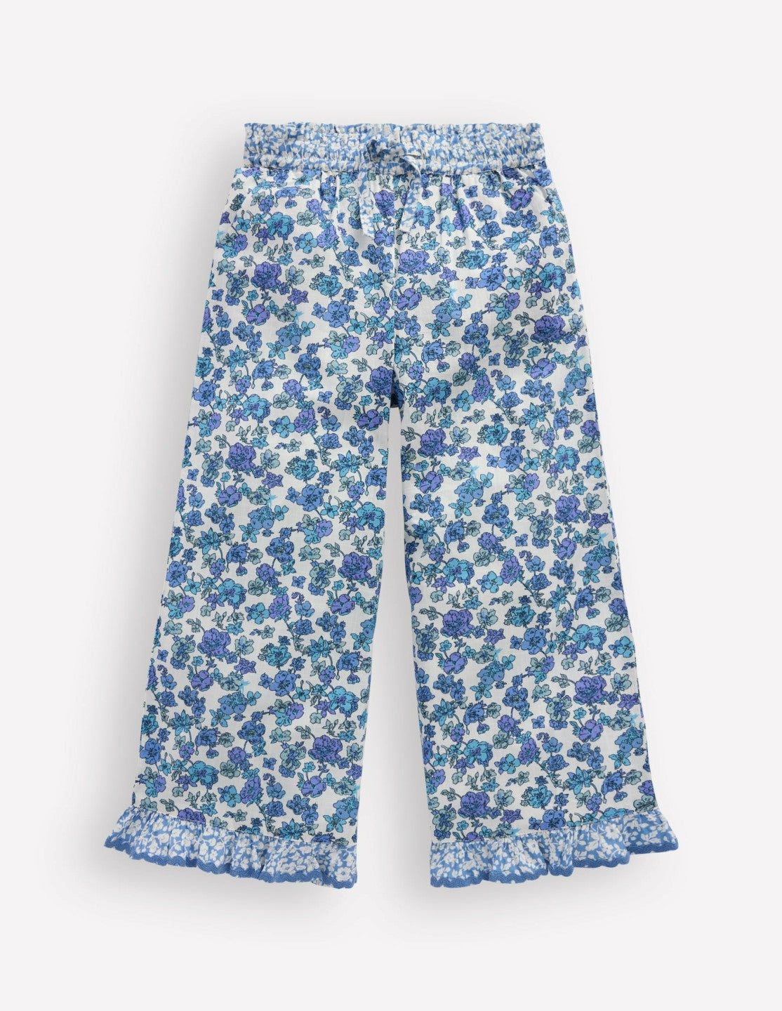 Frill Hem Pants-Blue Floral Hotch Potch / Boden Outlet