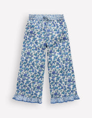 Frill Hem Pants-Blue Floral Hotch Potch / Boden Outlet
