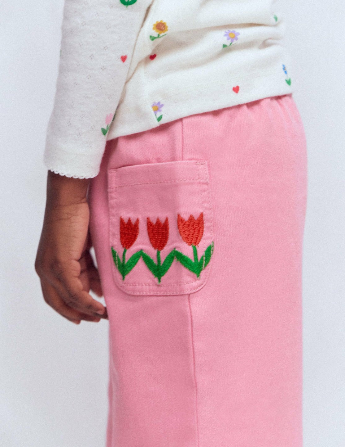 Wide Leg Pull-on Jeans-Pink Tulips / Boden Outlet