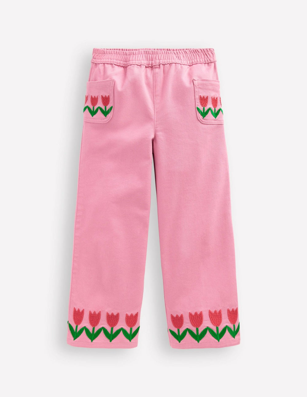 Wide Leg Pull-on Jeans-Pink Tulips / Boden Outlet