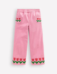 Wide Leg Pull-on Jeans-Pink Tulips / Boden Outlet