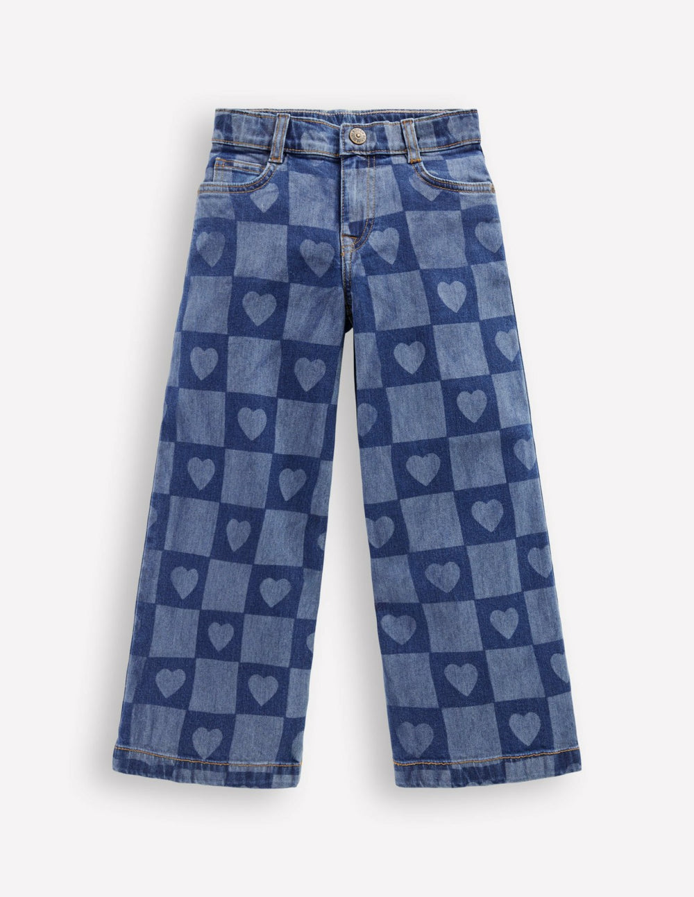 Wide Leg Jeans-Heart Checkerboard Denim / Boden Discount