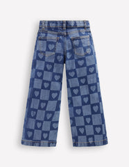 Wide Leg Jeans-Heart Checkerboard Denim / Boden Discount