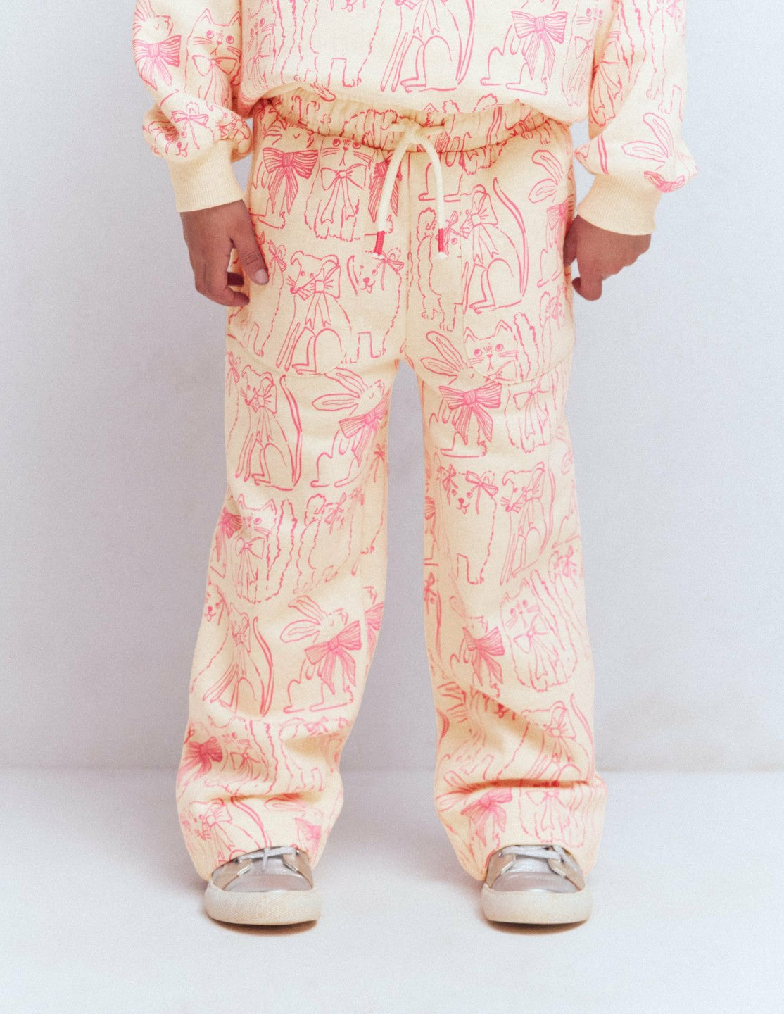 Wide Leg Printed Sweatpants-Oatmeal Cats / Boden Outlet