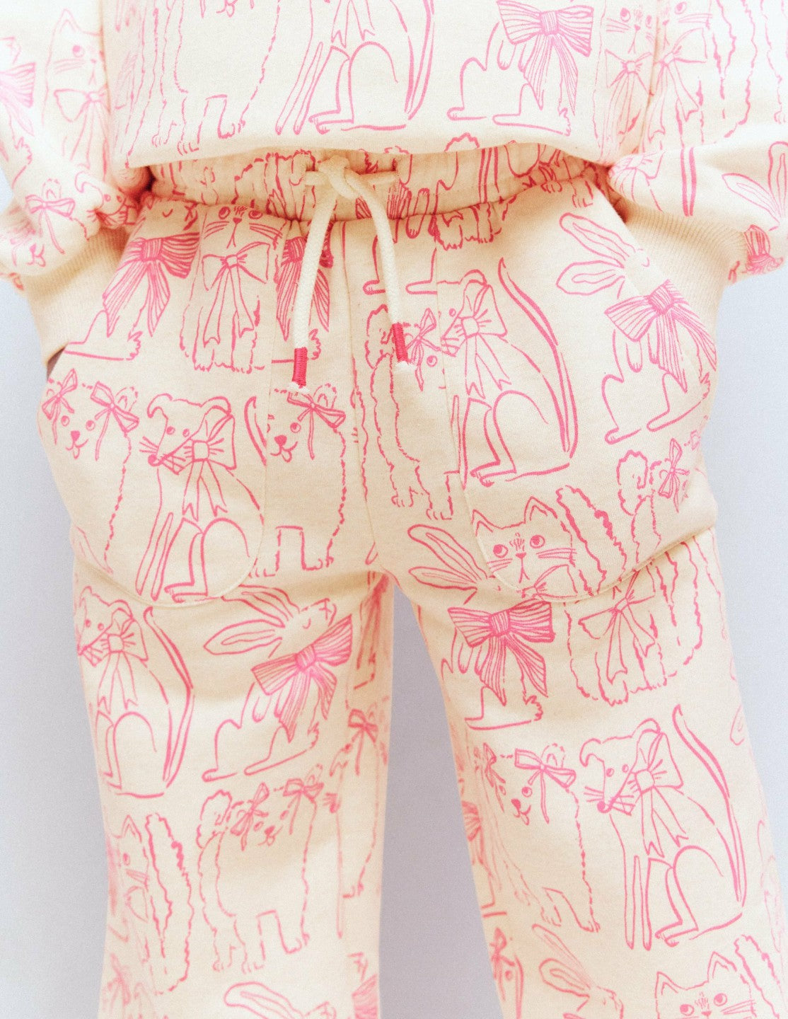 Wide Leg Printed Sweatpants-Oatmeal Cats / Boden Outlet