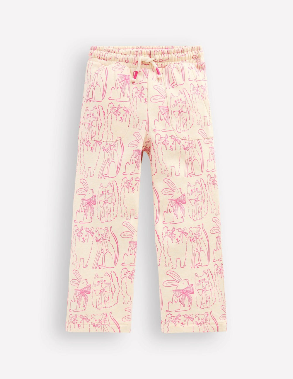 Wide Leg Printed Sweatpants-Oatmeal Cats / Boden Outlet