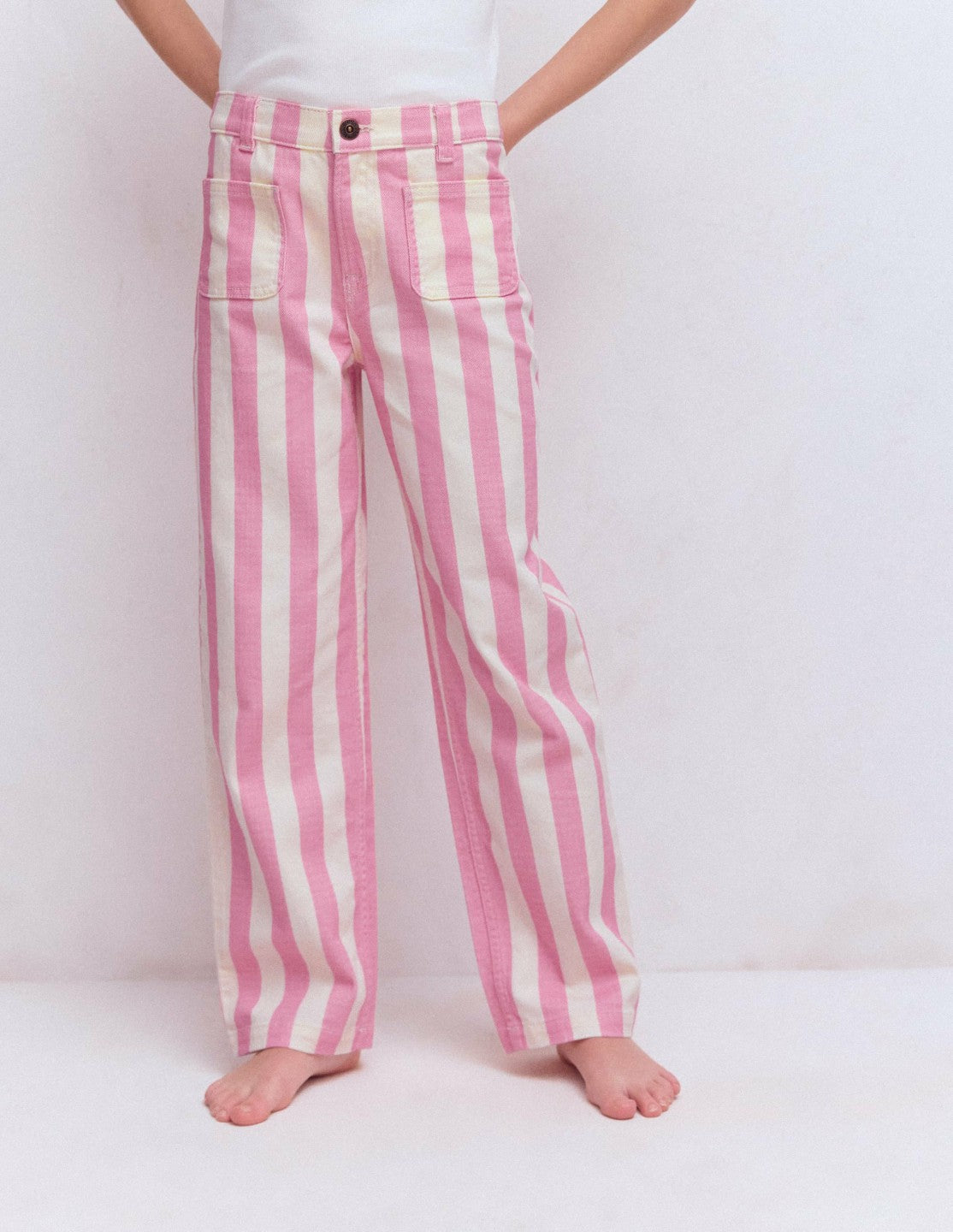 Patch Pocket Straight Jeans-Pink/Ivory Stripe / Boden