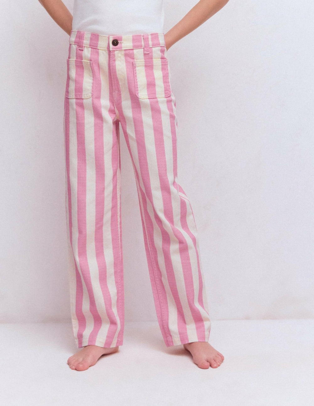 Patch Pocket Straight Jeans-Pink/Ivory Stripe / Boden
