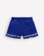 Embroidered Jersey Shorts-Bright Blue Embroidery / Boden Sale