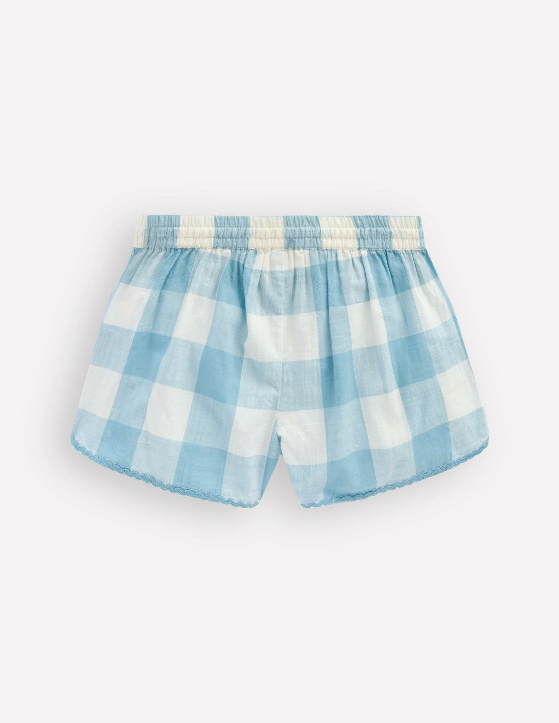 Pull-on Woven Shorts-Blue Gingham Embroidery / Boden Outlet