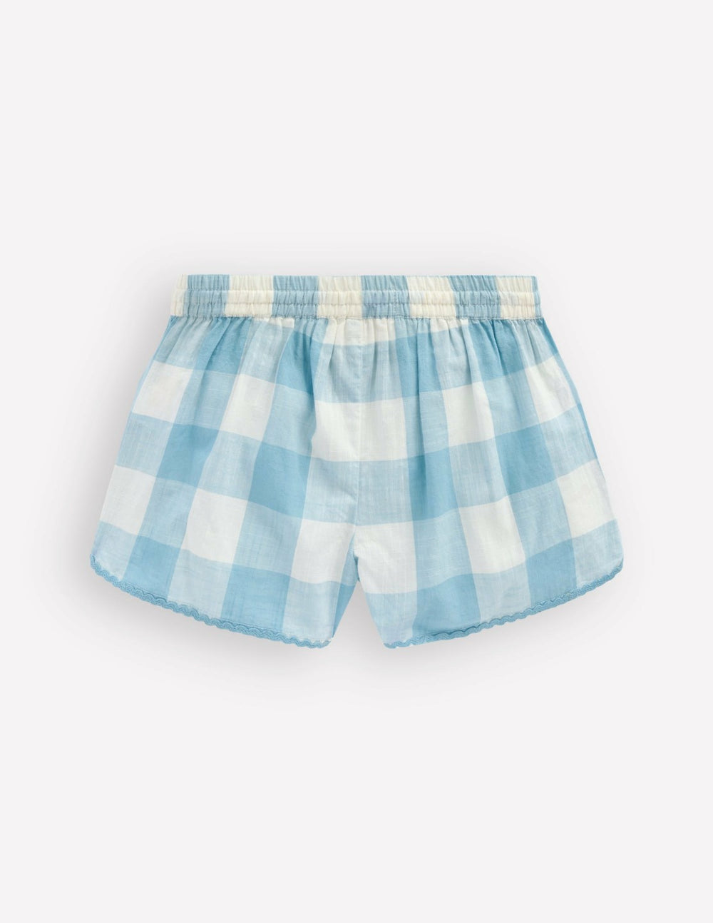 Pull-on Woven Shorts-Blue Gingham Embroidery / Boden Outlet