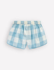 Pull-on Woven Shorts-Blue Gingham Embroidery / Boden Outlet