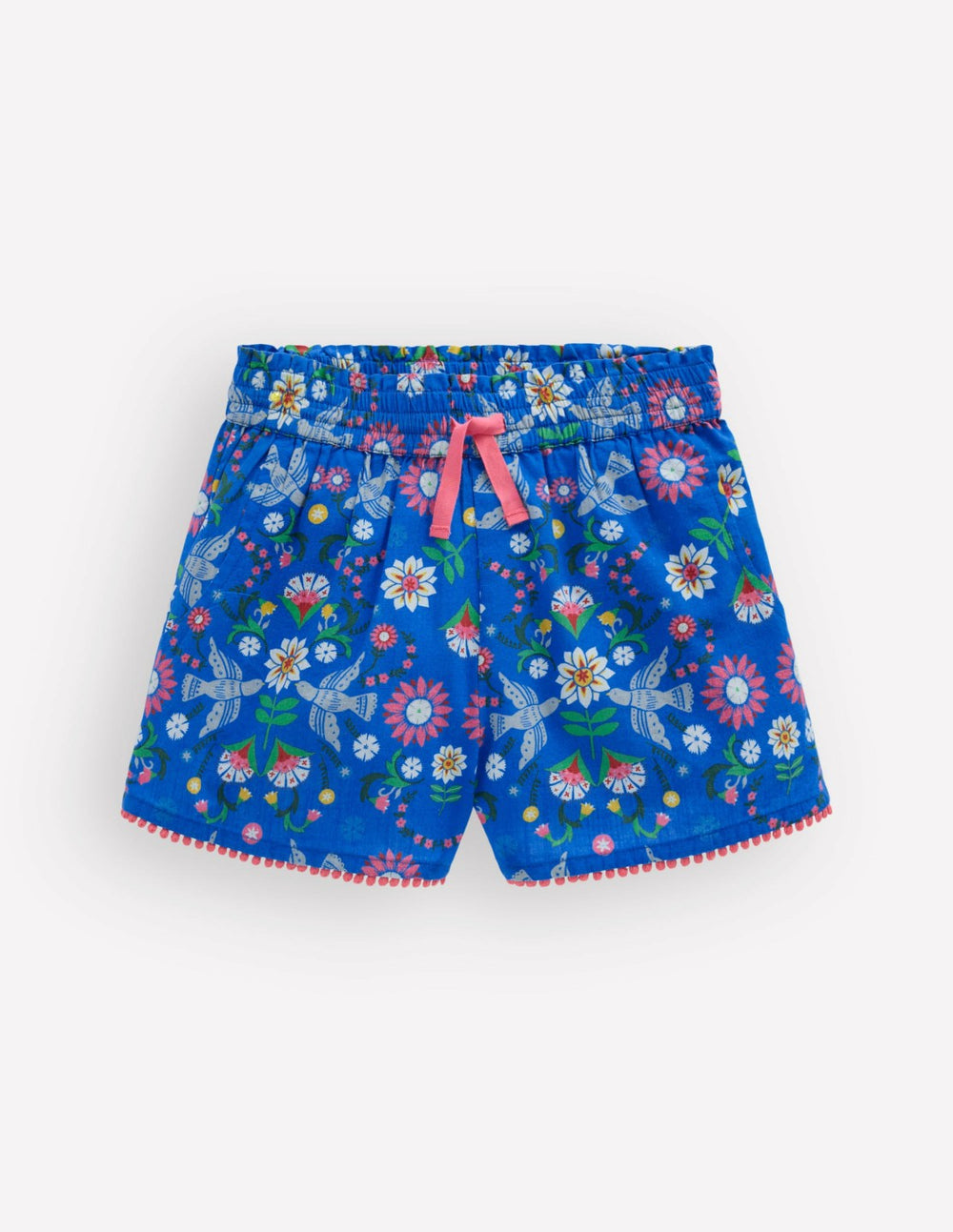 Pull-on Vacation Shorts-Kingfisher Blue Bird Floral / Boden Discount