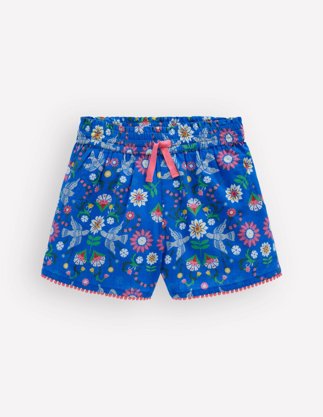 Pull-on Vacation Shorts-Kingfisher Blue Bird Floral / Boden Discount