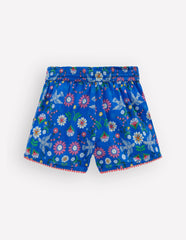 Pull-on Vacation Shorts-Kingfisher Blue Bird Floral / Boden Discount