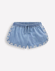 Pull-on Woven Shorts-Chambray / Boden us