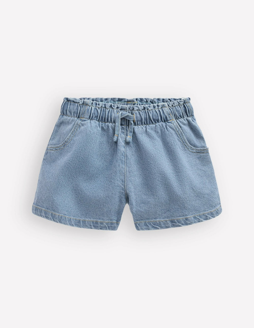 Frill Waist Shorts-Light Wash Denim / Boden Discount