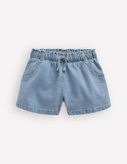 Frill Waist Shorts-Light Wash Denim / Boden Discount
