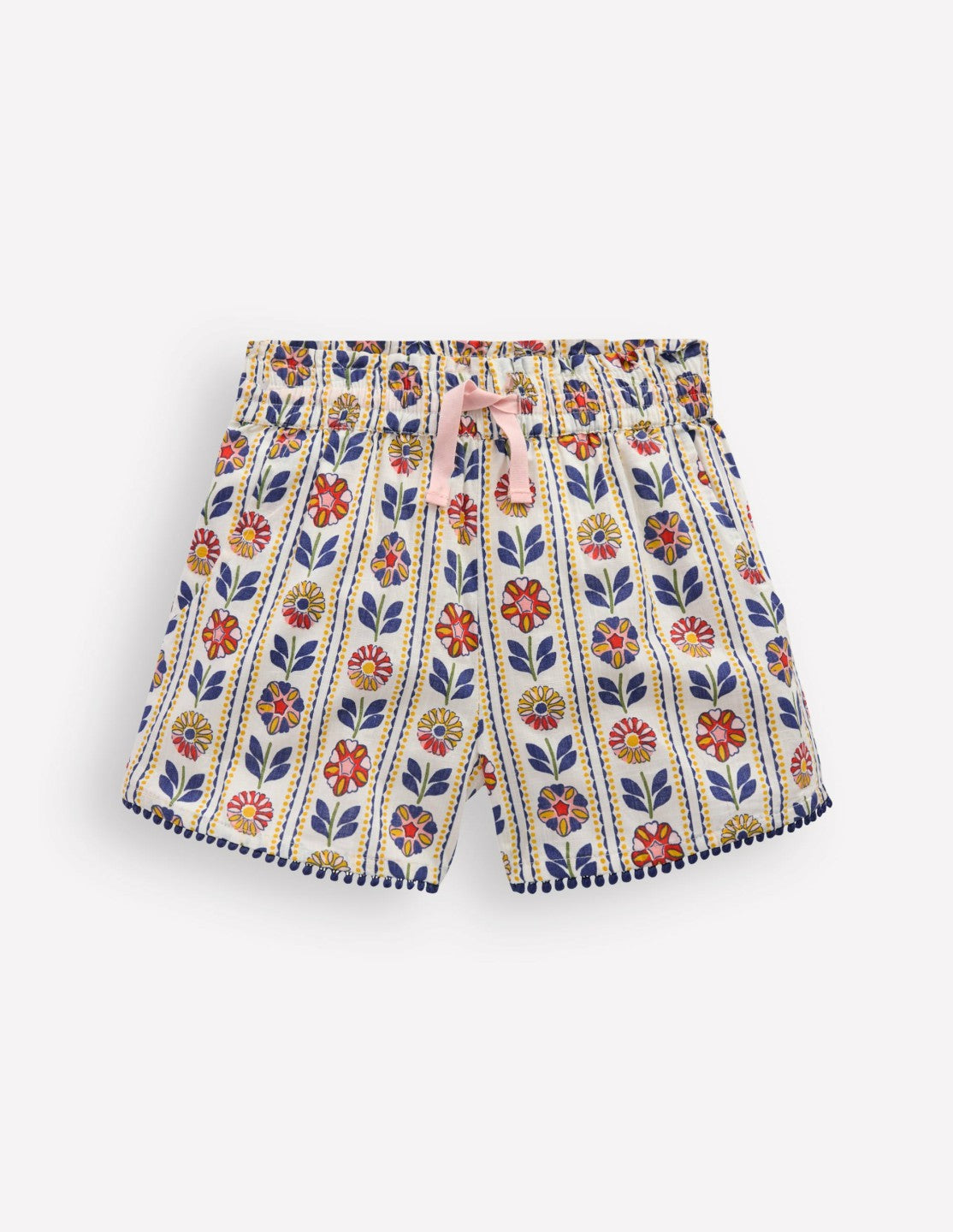 Pull-on Vacation Shorts-Ivory Floral Stripe / Boden On sale