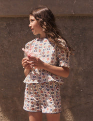 Pull-on Vacation Shorts-Ivory Floral Stripe / Boden On sale