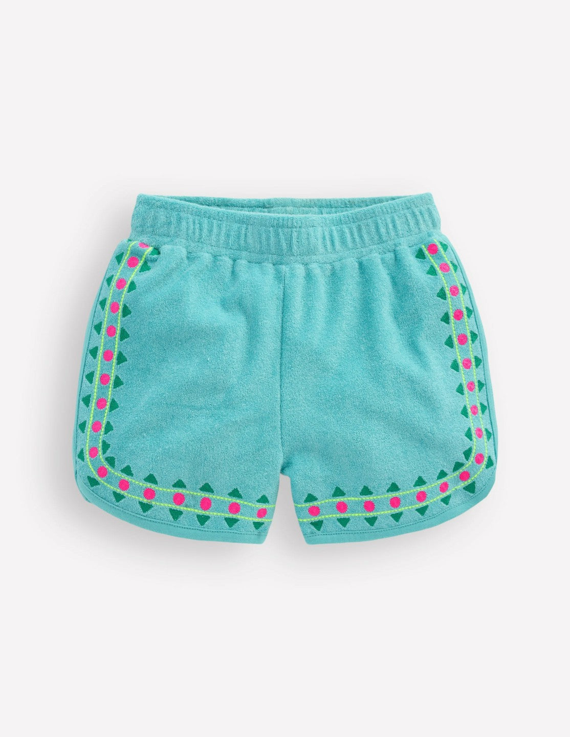 Towelling Embroidered Shorts-Blue Embroidery / Boden Online