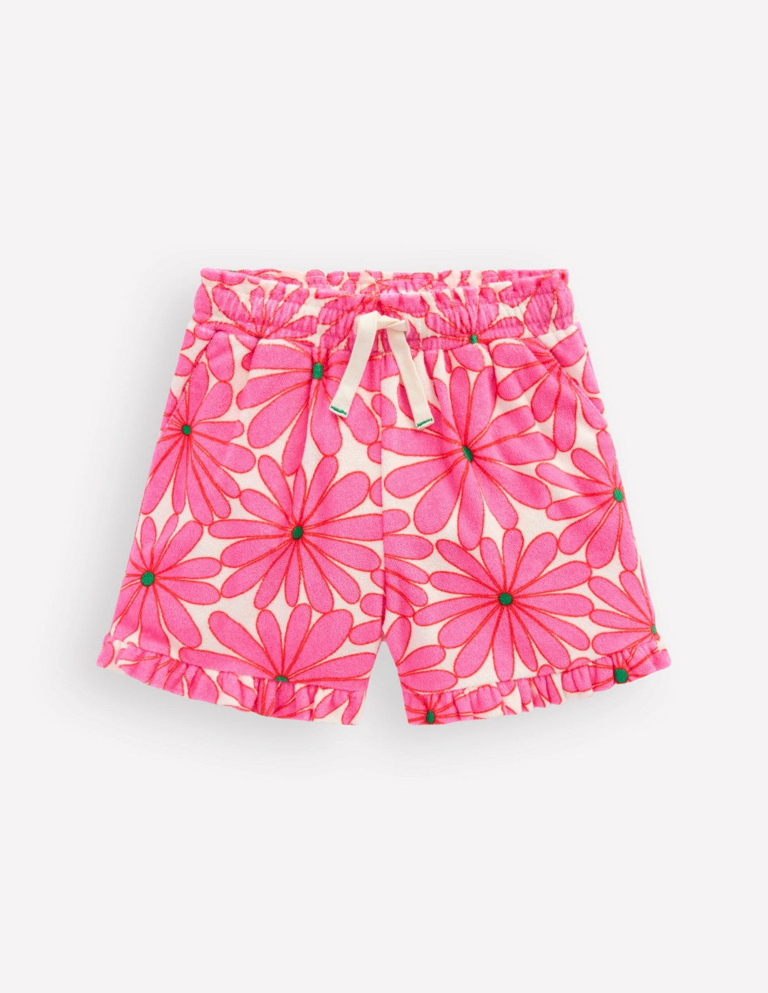 Towelling Ruffle Shorts-Festival Pink Giant Daisy / Boden us