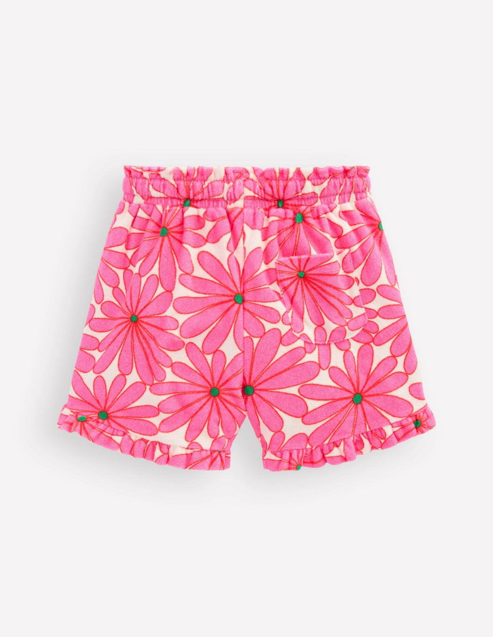 Towelling Ruffle Shorts-Festival Pink Giant Daisy / Boden us