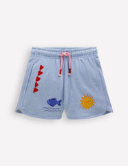 Jersey Boxing Short-Blue Embroidered / Boden Sale