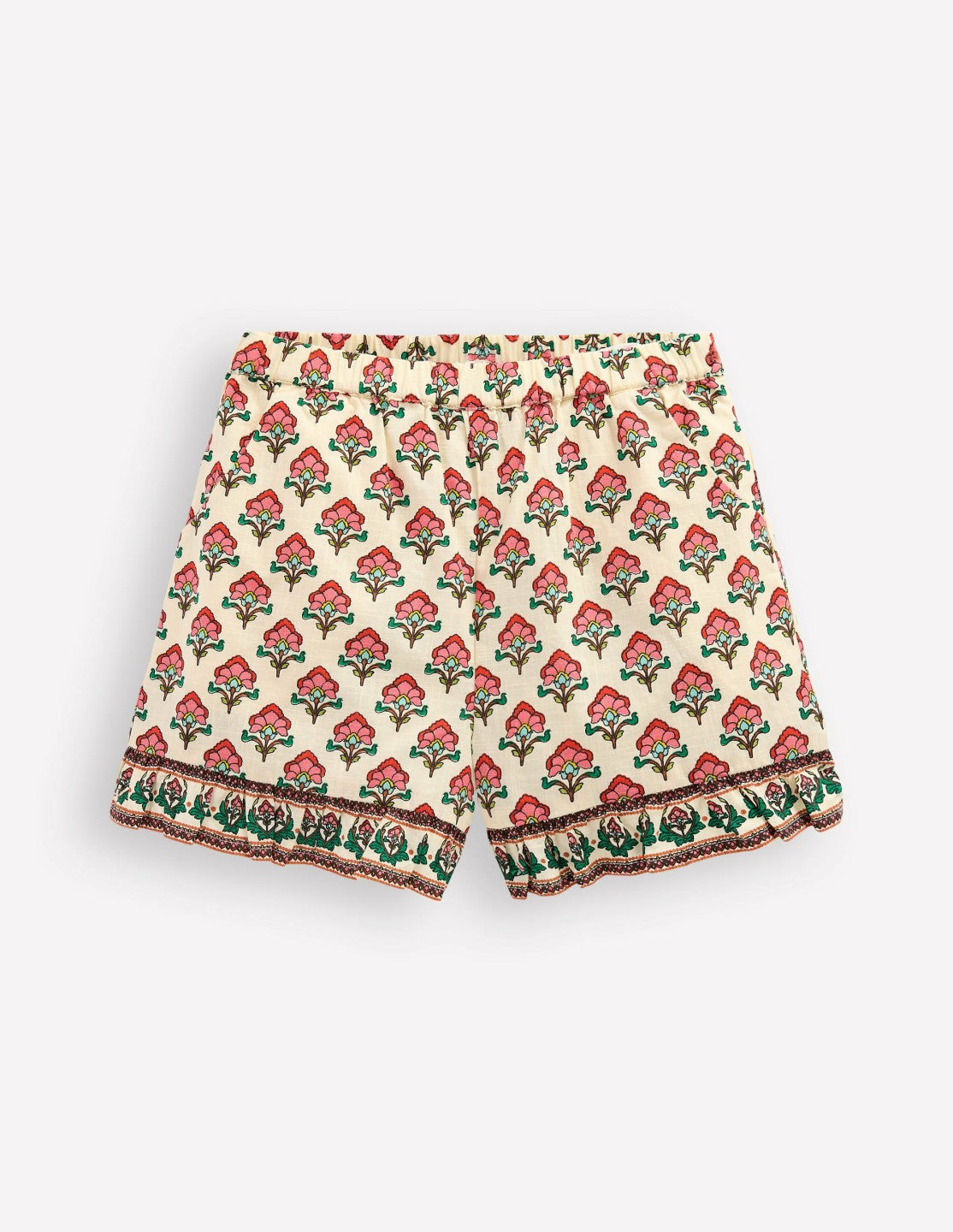 Frill Woven Shorts-Woodblock Ivory Floral / Boden Discount