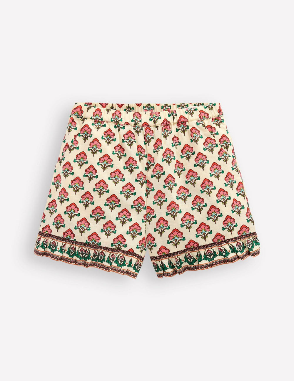 Frill Woven Shorts-Woodblock Ivory Floral / Boden Discount