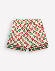 Frill Woven Shorts-Woodblock Ivory Floral / Boden Discount