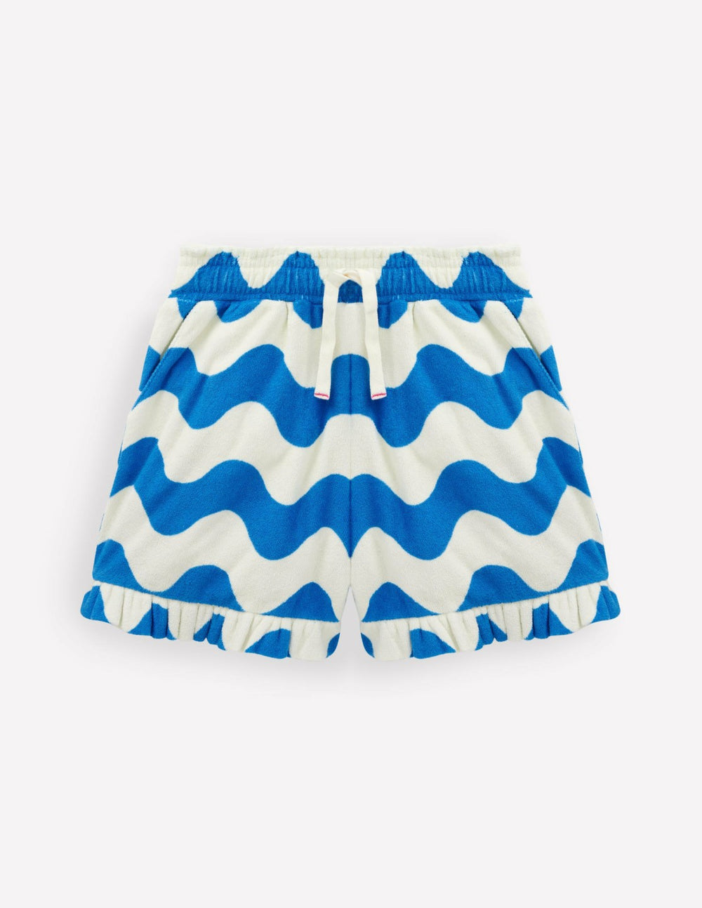 Towelling Ruffle Shorts-Blue Wave / Boden