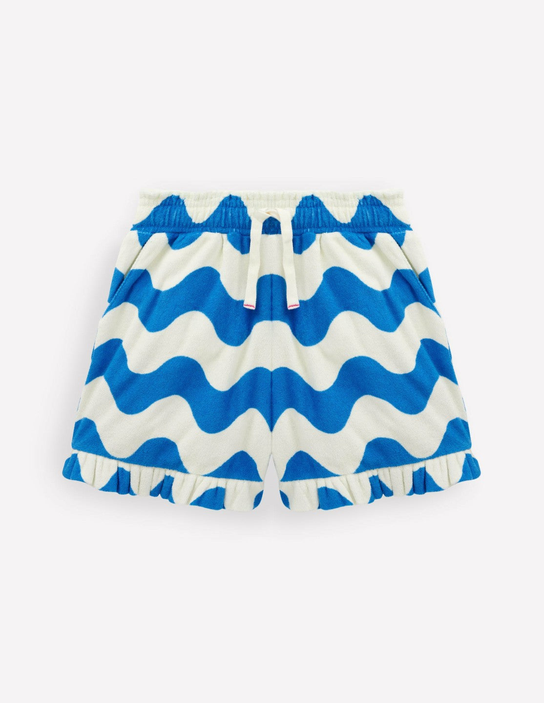 Towelling Ruffle Shorts-Blue Wave / Boden