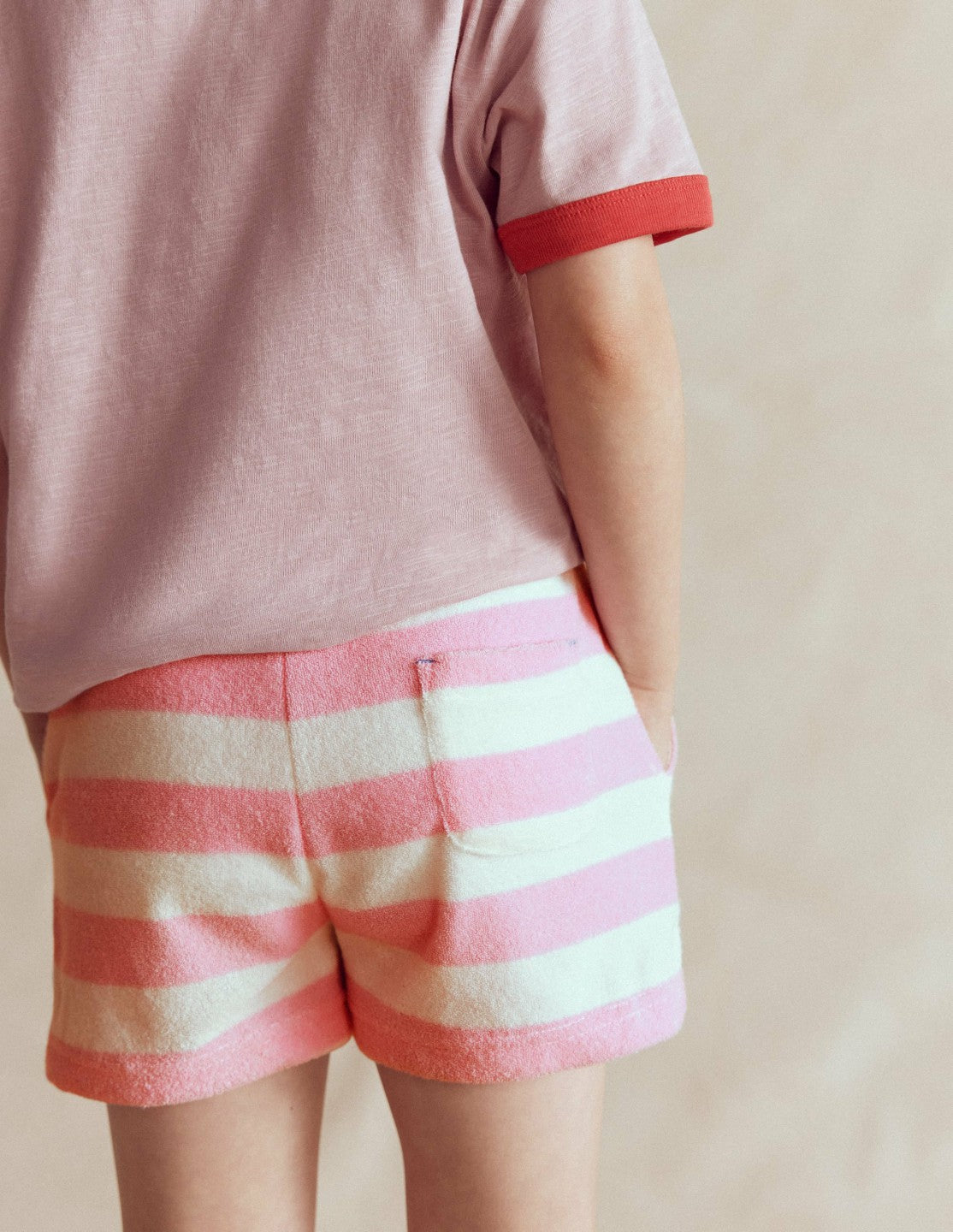 Patch Pocket Towelling short-Spring Blossom Pink Stripe / Boden Sale