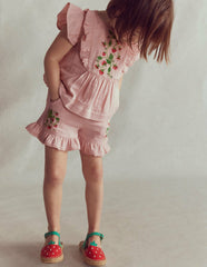 Frill Woven Shorts-Lotus Strawberry / Boden Outlet