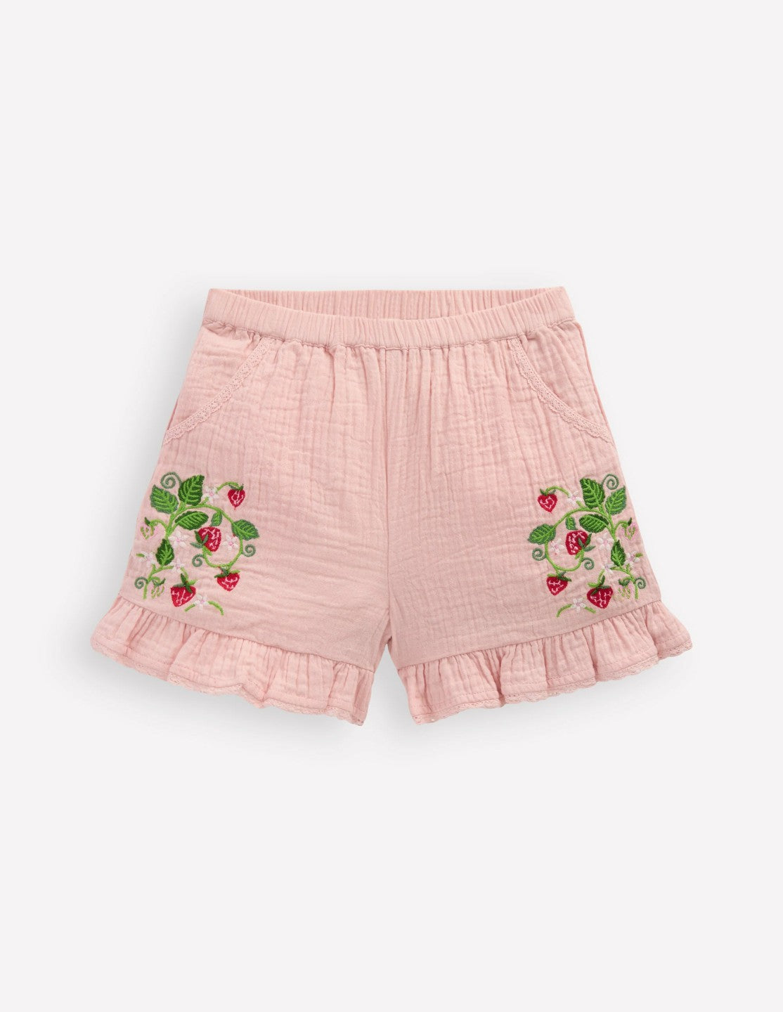 Frill Woven Shorts-Lotus Strawberry / Boden Outlet