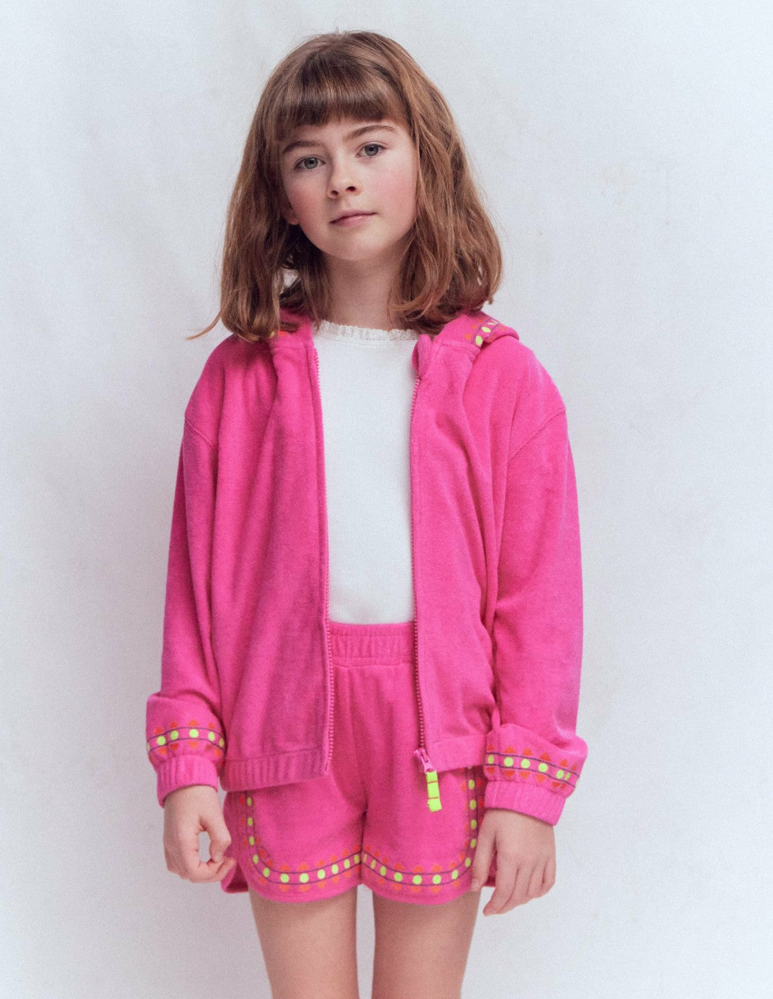 Towelling Embroidered Shorts-Sorbet Pink Embroidery / Boden On sale