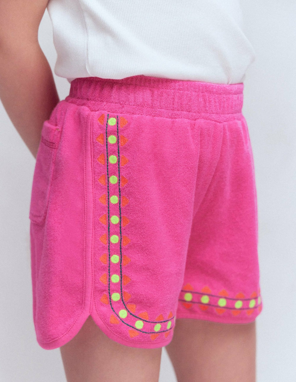 Towelling Embroidered Shorts-Sorbet Pink Embroidery / Boden On sale