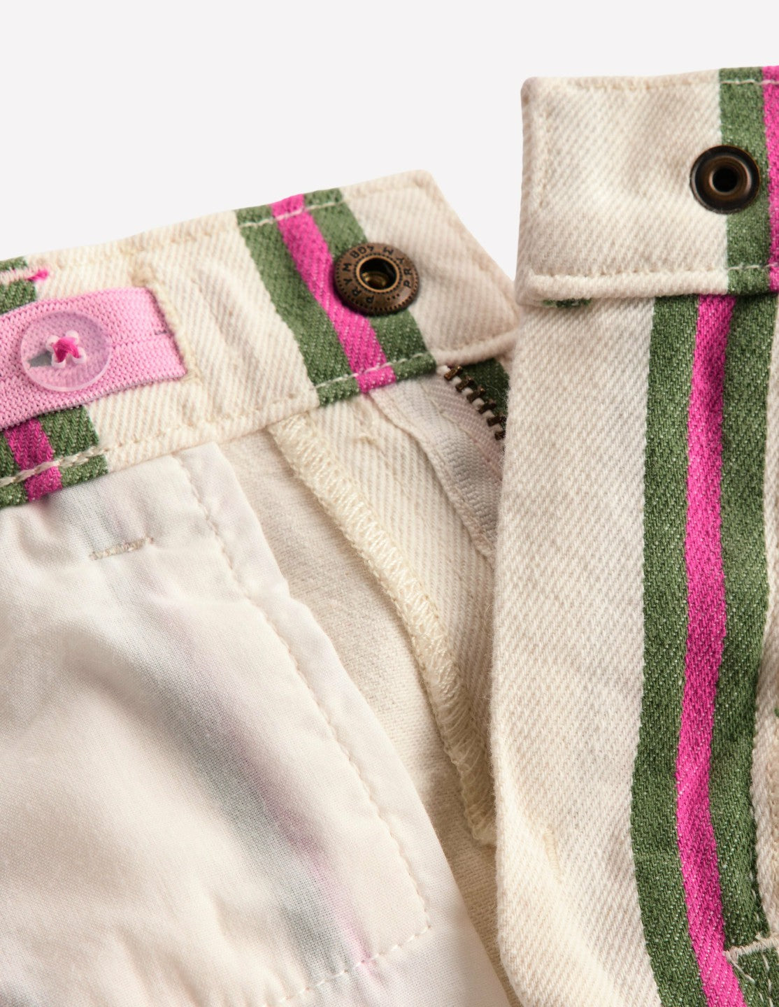 Denim Shorts-Ivory/Green/Pink Stripe / Boden us