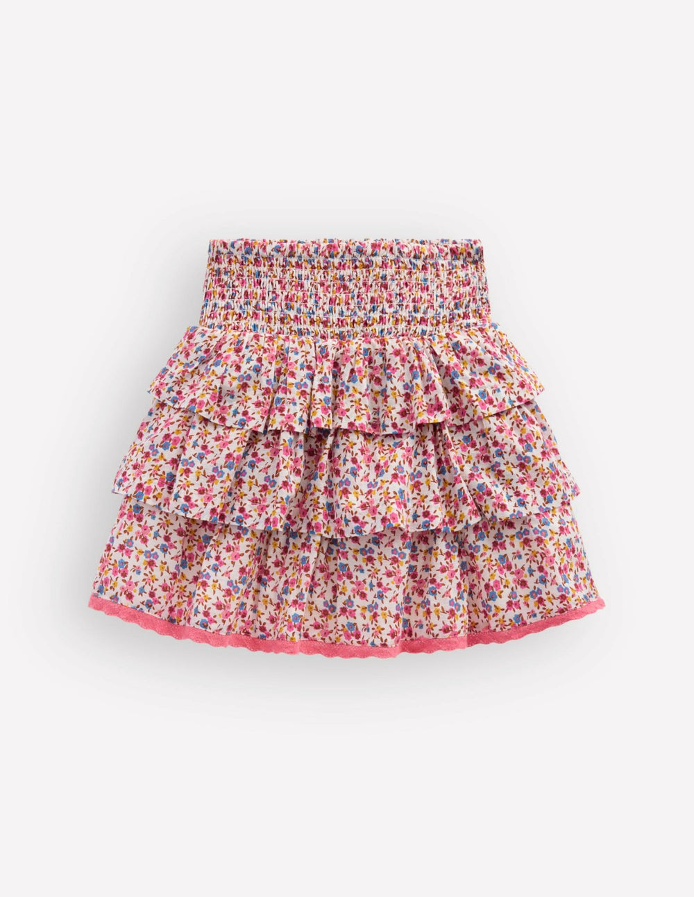 Smocked Waist Ruffle Skirt-Neon Pink Ditsy Floral / Boden Sale